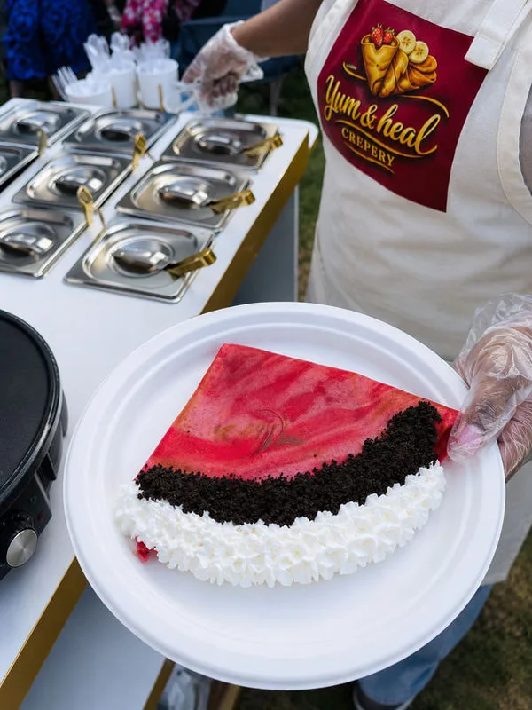 Fresh dessert being prepared at a Yum&Heal station